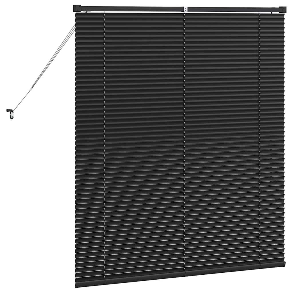 Window Blind with Curtains Manual Black Aluminium